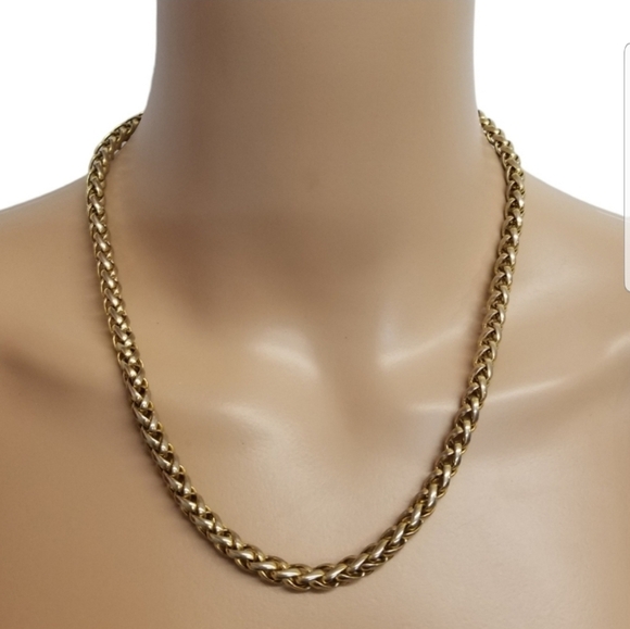 JONES NEW YORK VINTAGE GOLDTONE WHEAT ROPE CHAIN NECKLACE - Picture 1 of 5